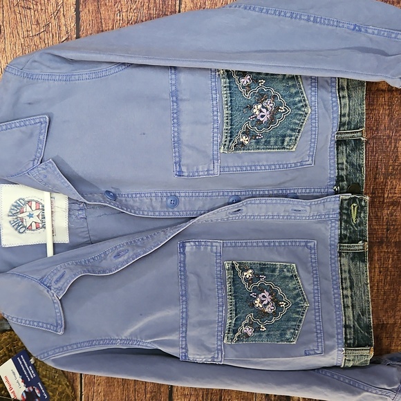 One Kind Denim co. Jackets & Blazers - UPCYCLED ☆ HANDMADE PERRIWINKLE DENIM JACKET By "One Kind Denim Co". Sz XL